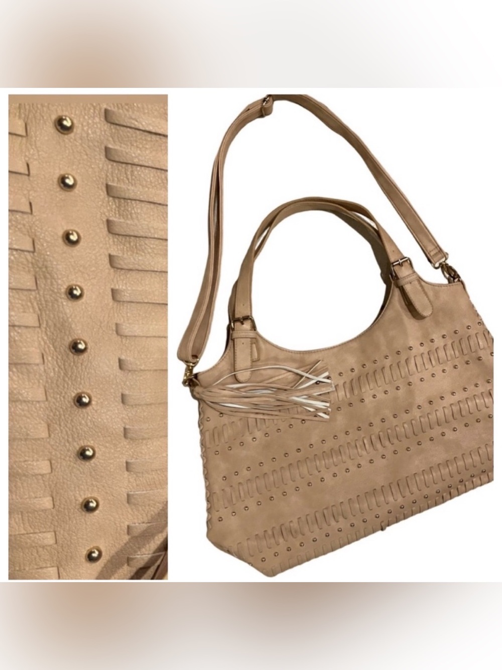 Eight by Under One Sun 18”x12”x6.5” Oversized Crossbody/Shoulder Bag Beige